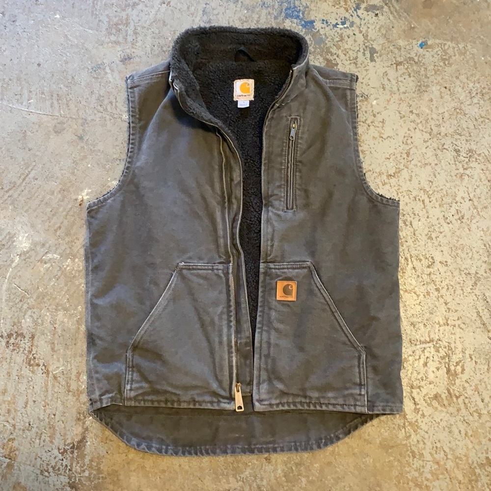 Carhartt sherpa lined grey duck vest